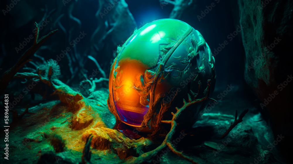 Aufkleber close up of ball on surface with light on it. generative ai.