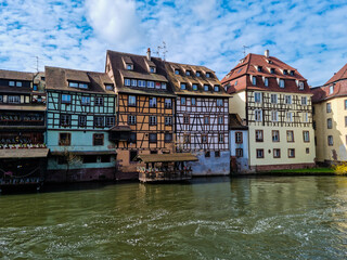 Houses on the river in Strasbourg, a city in France
