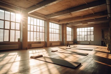 Fototapeta premium interior of a yoga room with large windows