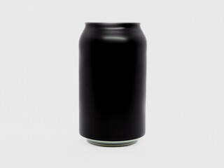 Black aluminium soft drink can on the white background. No label aluminium can