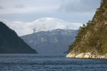 Image of Sogndalsfjora city on the shores of Sogndal Fjord in Norway, Europe	
