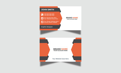 Naklejka na ściany i meble Template Double-Sided Horizontal Name Card Simple and Clean Orange and Black Visiting Card Vector Illustration Colorful Gradient Business Card Modern Corporate and Creative Business Card Design 