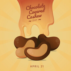 National Chocolate Covered Cashews Day. cashew chocolate vector illustration. chocolate covered cashew vector design. flat chocolate vector illustration. cashew.  