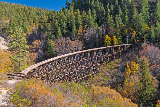 Preserved Woodlen Railroad Trestle in the Mountains