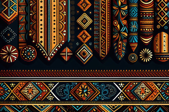 African folk pattern woven on carpet. Generative AI