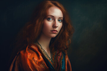 Mystical Modern Renaissance Portrait of a Woman, generative ai