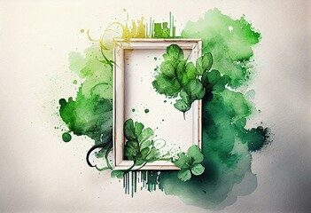 Fototapeta na wymiar Saint Patrick's day watercolor frame. Generative AI