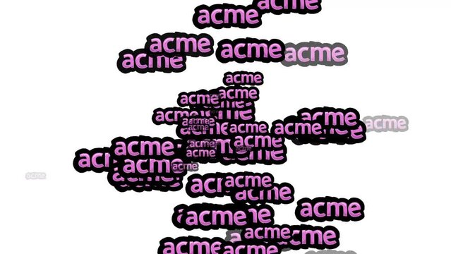 animated video scattered with the words ACME on a white background