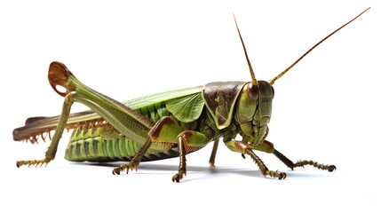 Green grasshopper isolated on white
