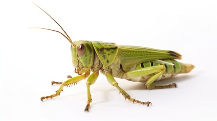 Green grasshopper isolated on white
