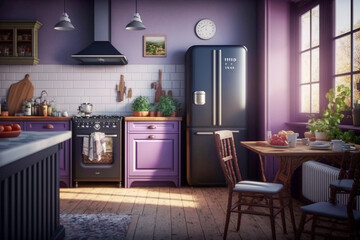 Modern kitchen interior. Super photo realistic background, generative ai illustration