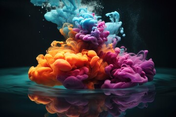 Fototapeta na wymiar Color pigment cloud in water. AI generated