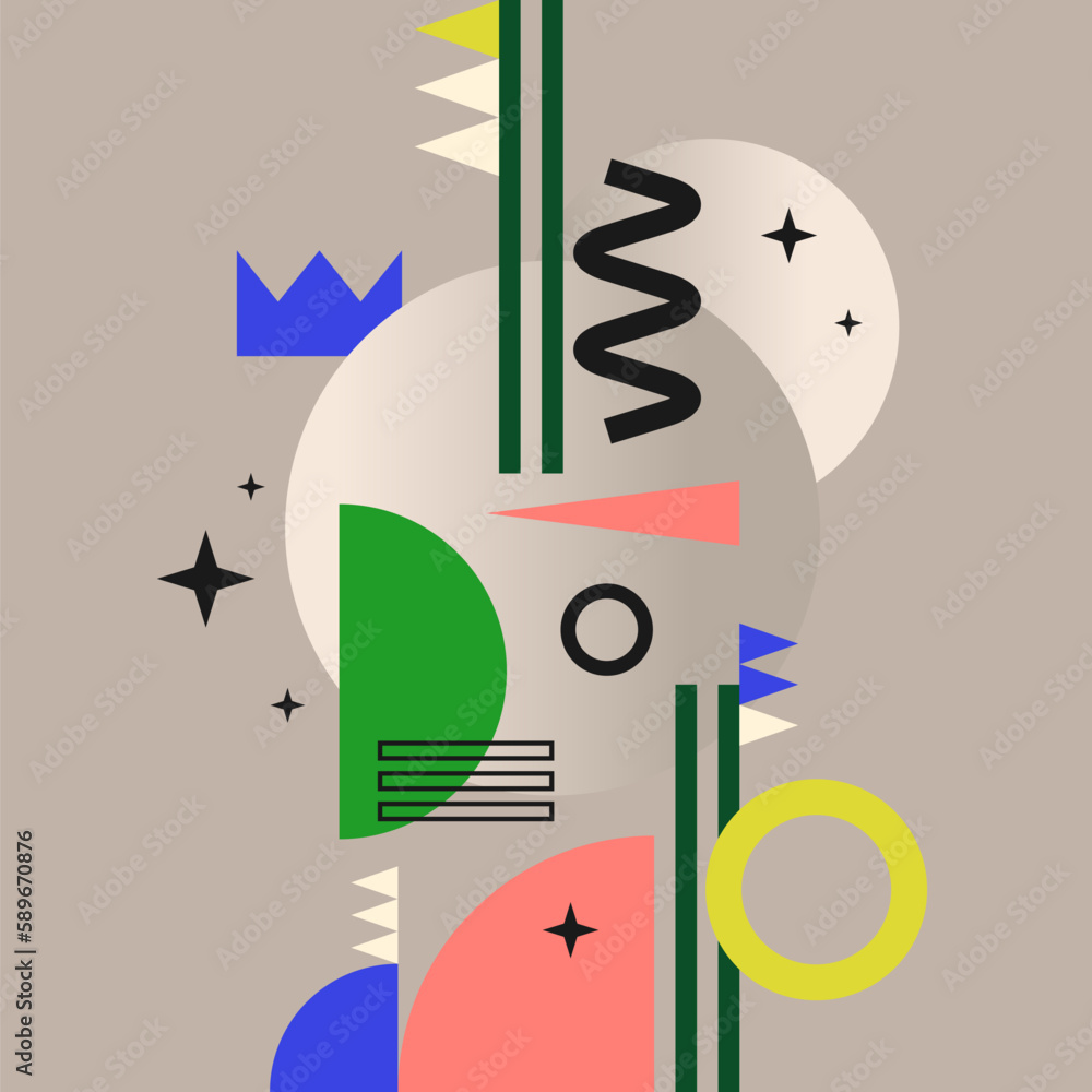 Poster modern geometric composition of various shapes. illustration for design. abstract background in the 