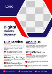 Corporate business flyer template design set with blue, white and red color
 marketing, business proposal, promotion, advertise,
 publication, cover page. new digital marketing flyer set.