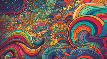 An abstract colorful psychedelic background. Generative AI.  - obrazy, fototapety, plakaty