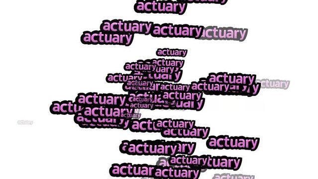 animated video scattered with the words ACTUARY on a white background
