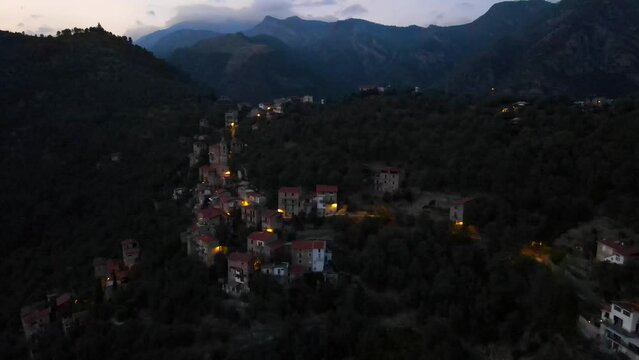 Discovering the Majestic Mountainscapes of Liguria at Night - A Stunning Drone's View