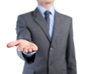 Leader hand working with modern computer interface as logistic concept