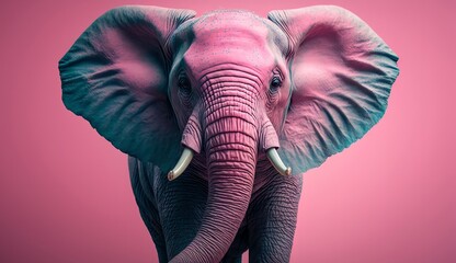 Obraz premium Close up elephant on purple background, generative ai