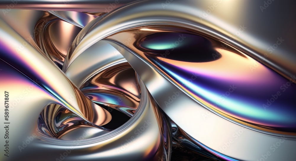 Poster abstract fluid iridescent holographic neon curved wave in motion colorful background, gradient desig
