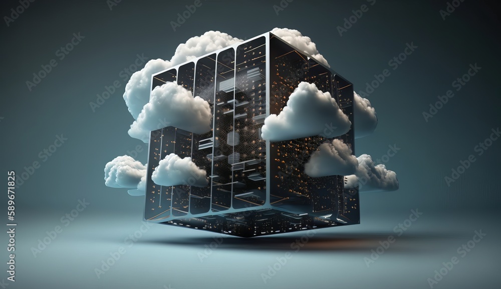 Poster Cloud computing technology concept. AI generated