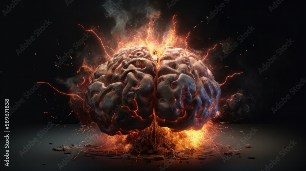 Aufkleber abstract colorful brain, idea concept. generative ai