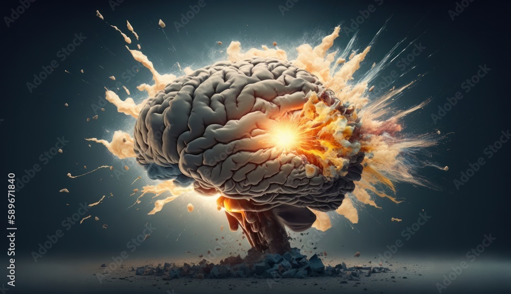 Poster abstract colorful brain, idea concept. generative ai