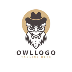 owl head logo template with detective hat