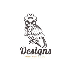 detective owl template logo illustration