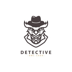 detective owl character logo vector