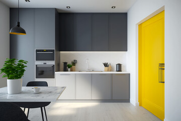 Fototapeta na wymiar Modern kitchen interior. Super photo realistic background, generative ai illustration