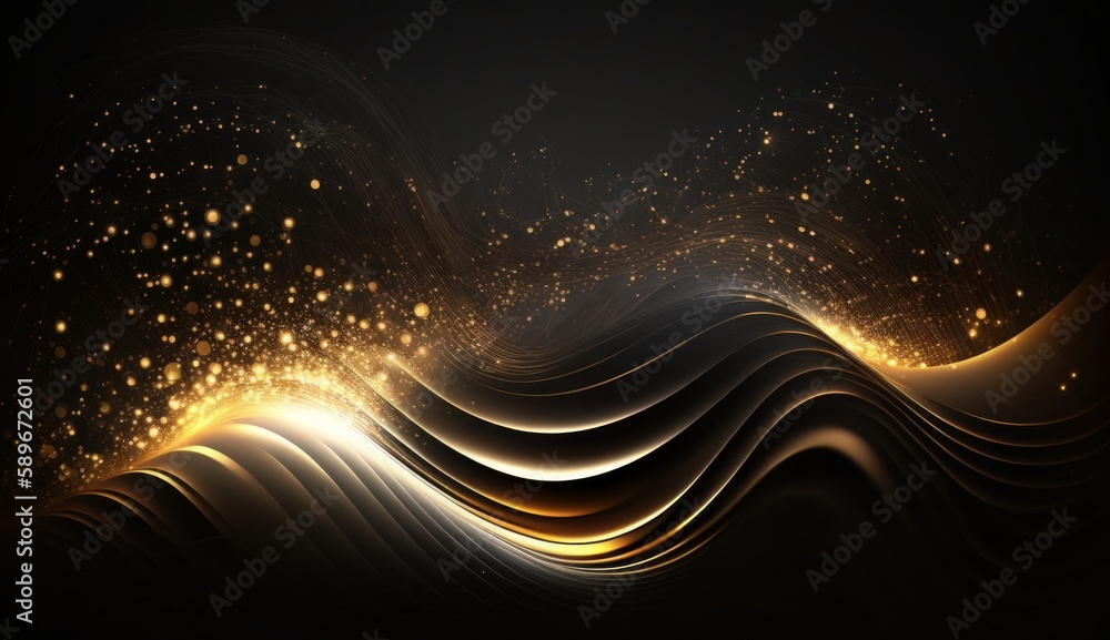 Aufkleber dark brown background digital signature with particles sparkling waves curtains and areas with deep 