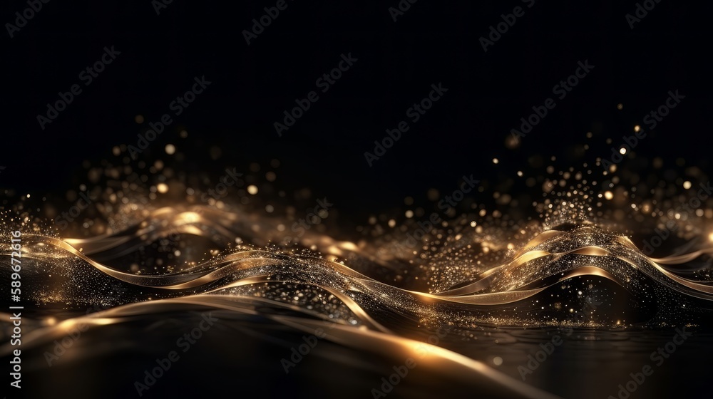 Aufkleber dark brown background digital signature with particles sparkling waves curtains and areas with deep 