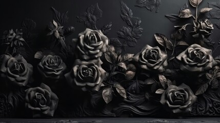 Black roses and dark love. Generative ai