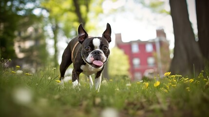Spunky Boston Terrier in the Park