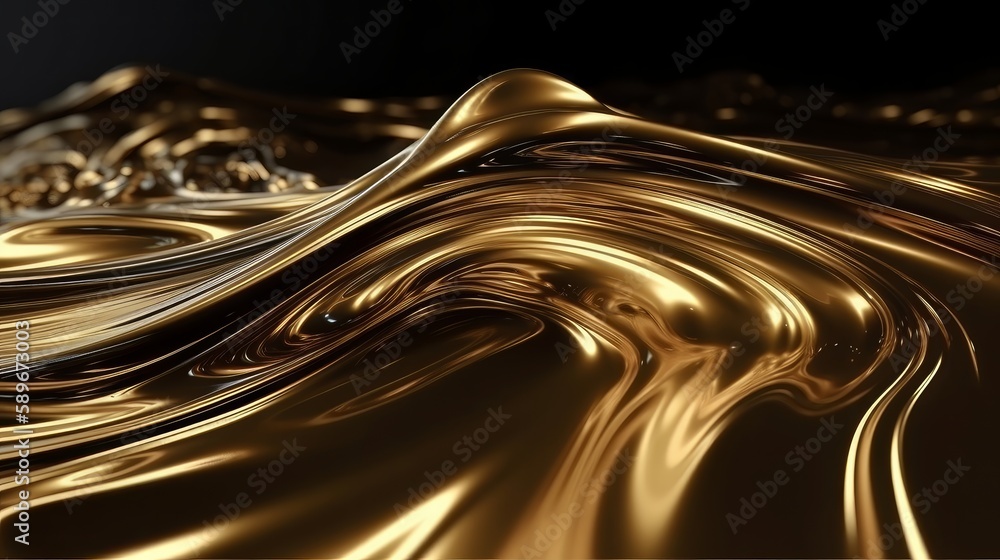 Poster metallic abstract wavy liquid background layout design tech innovation. generative ai