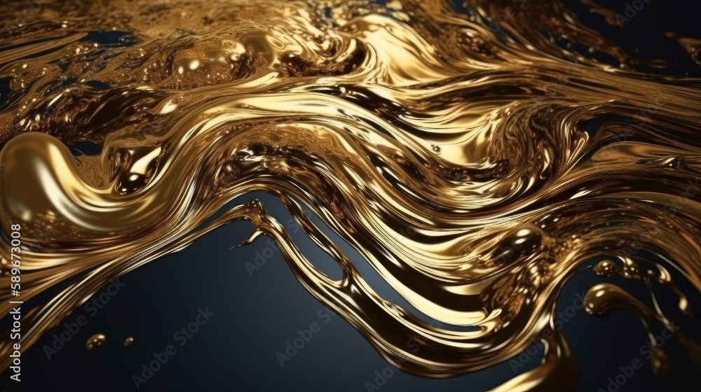 Poster metallic abstract wavy liquid background layout design tech innovation. generative ai