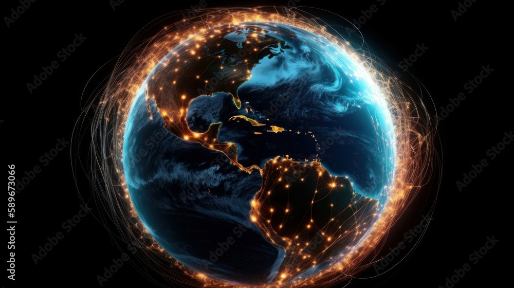 Poster world global network concept. generative ai