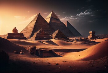 pyramids of giza artistic rendition. Generative AI