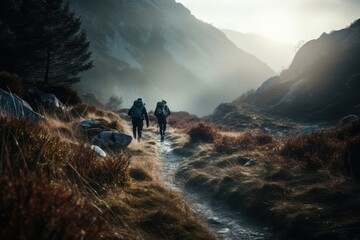 Adventure Seekers: Hiking and Enjoying Outdoor Sports and Activities in Scenic Landscapes. Generative AI