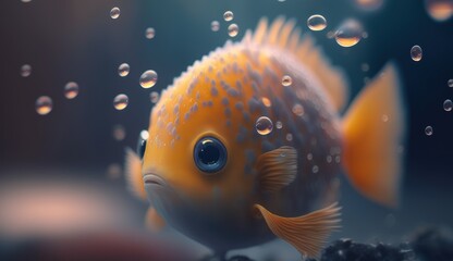 Cute animated baby fish, generative AI