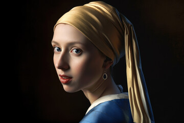 Renaissance Woman with a Pearl Earring, generative ai