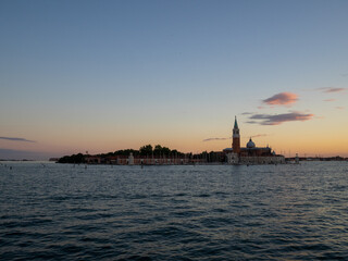 San Giorgio Maggiore island skyline at sunset, Venice