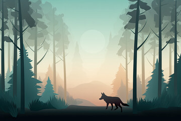 Majestic Wolf Forest Backdrop with Copyspace for Nature Content
