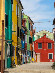 Fototapeta na wymiar Burano colorful houses all lined up