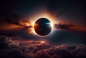 solar eclipse. Generative AI - obrazy, fototapety, plakaty