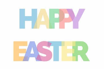 Happy Easter greetings colorful message isolated on white background horizontal banner poster card 
