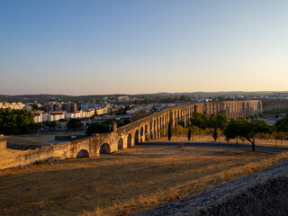 Fototapeta na wymiar Amoreira Aqueduct at sunset, Elvas