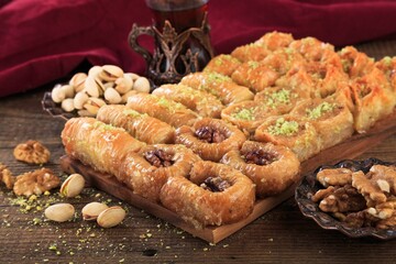 Collection traditional eastern delicious desserts.  Ramadan desserts
