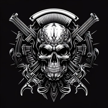 skull Guns Logo: Aggressive Emblem with Graphic Style - generative AI
